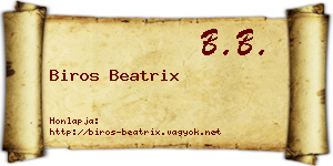 Biros Beatrix névjegykártya